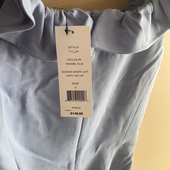 Anabelle Blue dress with ruffle neckline - Picture 3 of 4